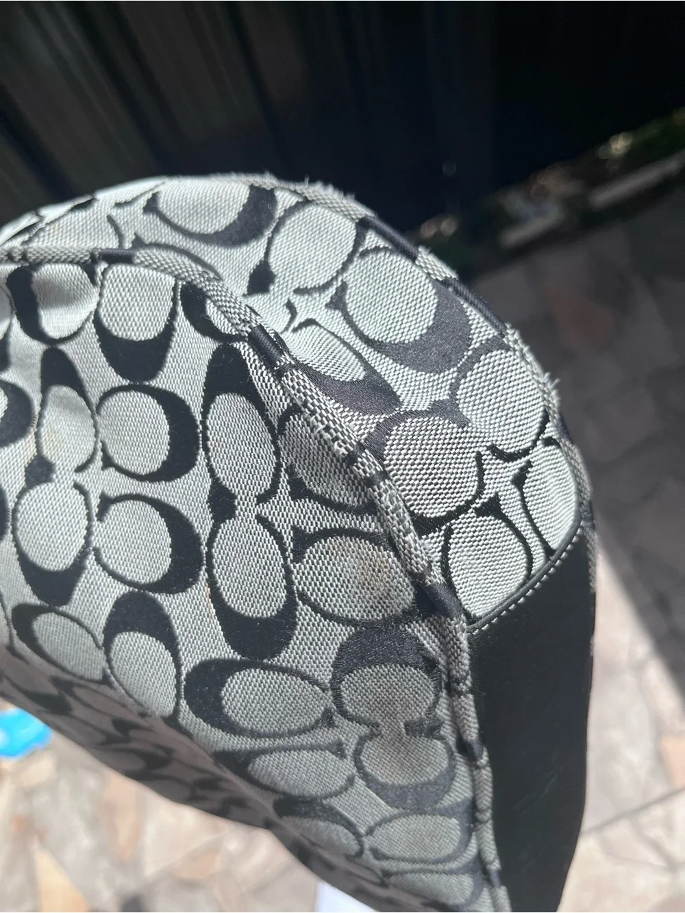Vintage Coach Soho Signature Jacquard Hobo Shoulder Bag 6070 in Black/Grey